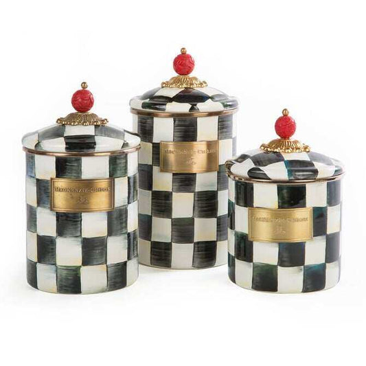 Courtly Check Enamel Canisters