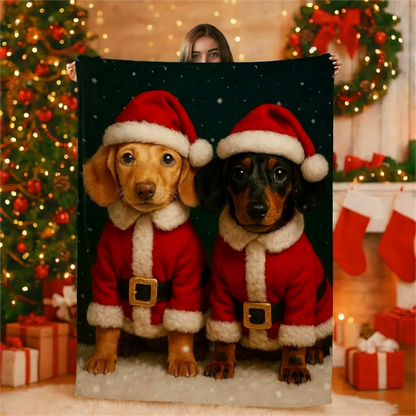 Custom Christmas Pet Art Portrait Blanket