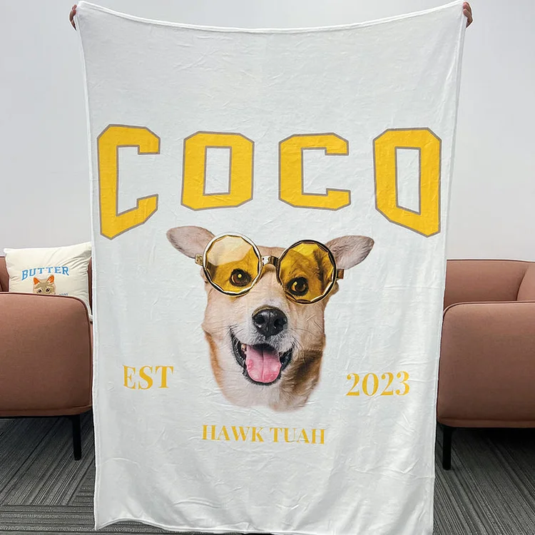 Custom Pet Memorial Blanket with Pet Photo – Personalized Pet Remembrance Gift for Dog Cat Lovers