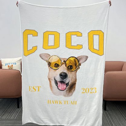 Custom Pet Memorial Blanket with Pet Photo – Personalized Pet Remembrance Gift for Dog Cat Lovers