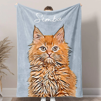 Personalized Pet Photo Blanket with Name Christmas Keepsake Gift for Pet Lovers