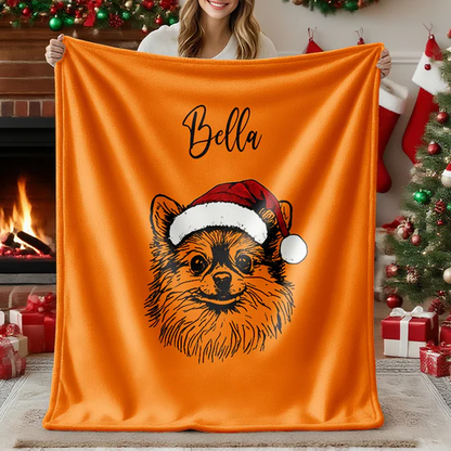 Personalized Christmas Pet Portrait Blanket Custom Dog Cat Photo Blanket Christmas Gift For Pet Lovers
