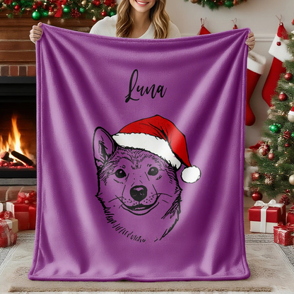 Personalized Christmas Pet Portrait Blanket Custom Dog Cat Photo Blanket Christmas Gift For Pet Lovers
