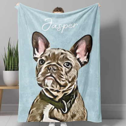 Personalized Pet Photo Blanket with Name Christmas Keepsake Gift for Pet Lovers