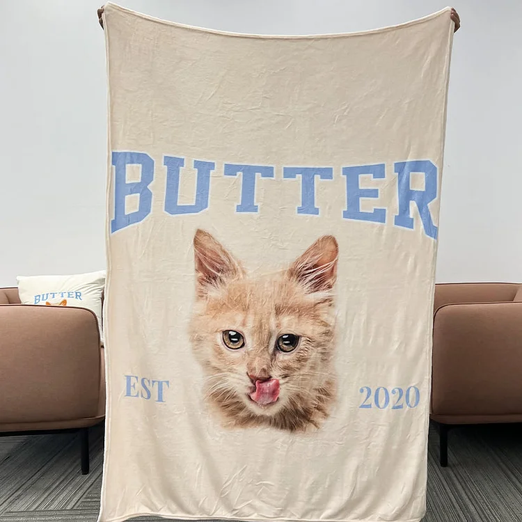 Custom Pet Memorial Blanket with Pet Photo – Personalized Pet Remembrance Gift for Dog Cat Lovers