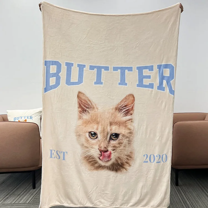 Custom Pet Memorial Blanket with Pet Photo – Personalized Pet Remembrance Gift for Dog Cat Lovers