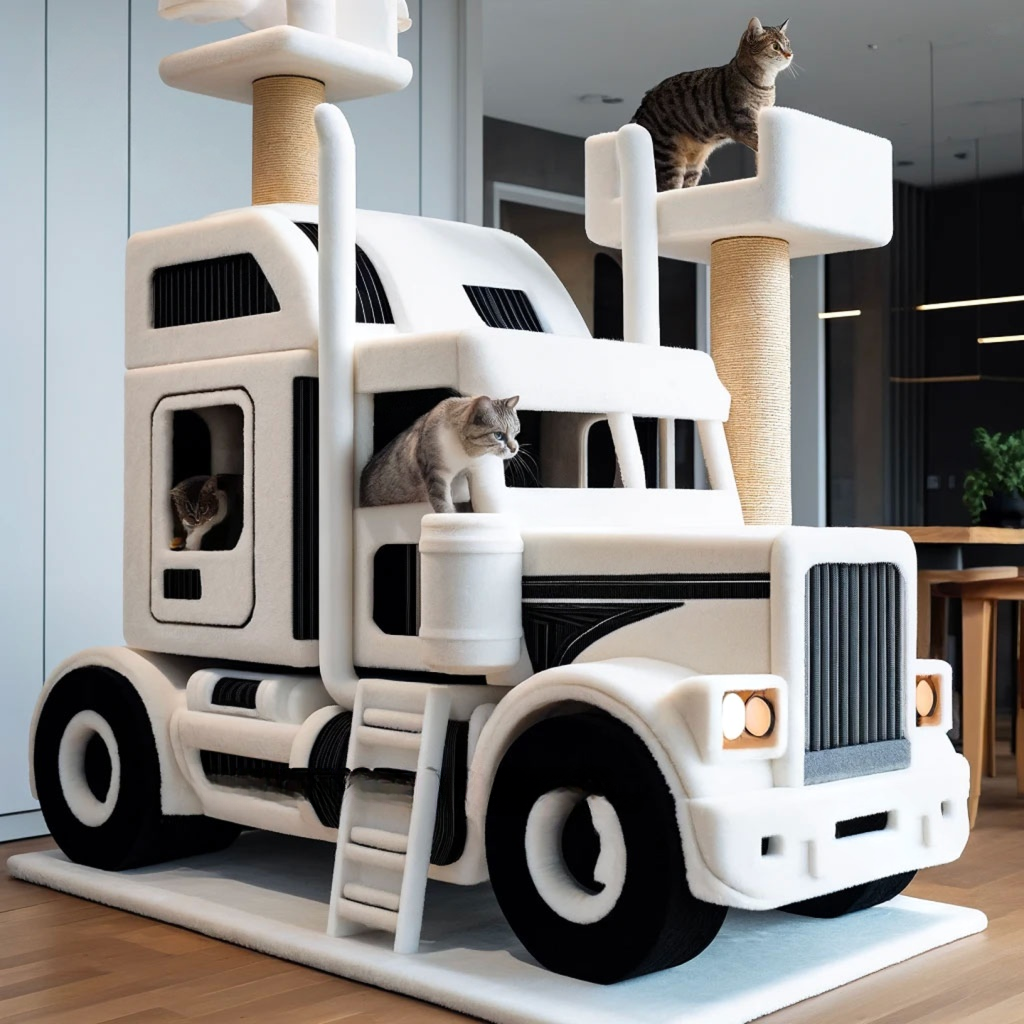 These Semi-Truck Cat Trees Are a Must For Cat Loving Truckers!