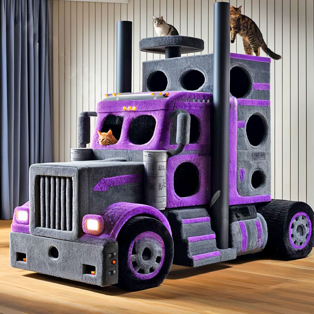 These Semi-Truck Cat Trees Are a Must For Cat Loving Truckers!