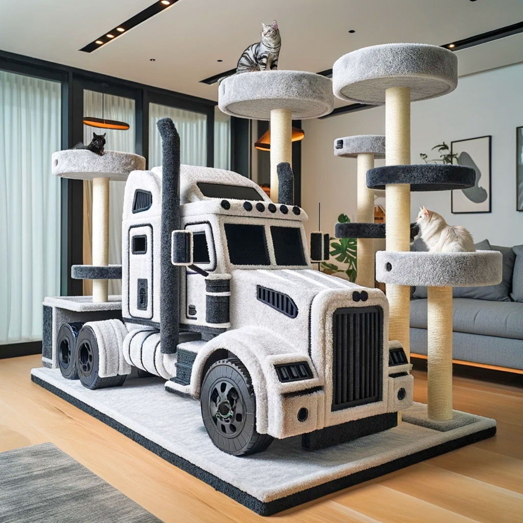 These Semi-Truck Cat Trees Are a Must For Cat Loving Truckers!