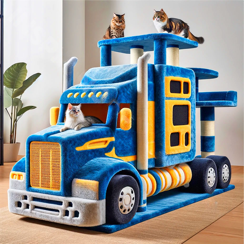 These Semi-Truck Cat Trees Are a Must For Cat Loving Truckers!