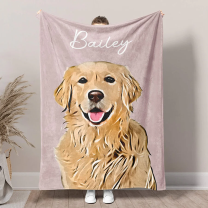 Personalized Pet Photo Blanket with Name Christmas Keepsake Gift for Pet Lovers