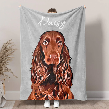 Personalized Pet Photo Blanket with Name Christmas Keepsake Gift for Pet Lovers