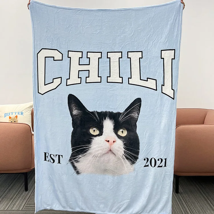Custom Pet Memorial Blanket with Pet Photo – Personalized Pet Remembrance Gift for Dog Cat Lovers