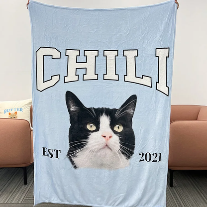 Custom Pet Memorial Blanket with Pet Photo – Personalized Pet Remembrance Gift for Dog Cat Lovers