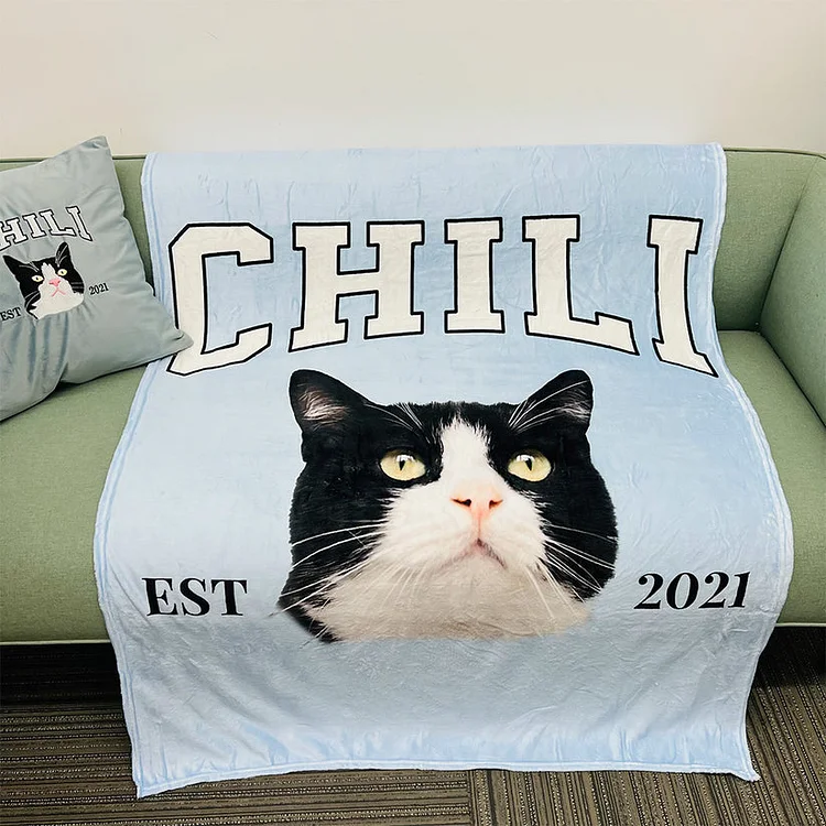 Custom Pet Memorial Blanket with Pet Photo – Personalized Pet Remembrance Gift for Dog Cat Lovers